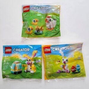 3 Easter Lego polybags: Easter Chickens, Easter Bunny, Easter Bunny Colorful Egg